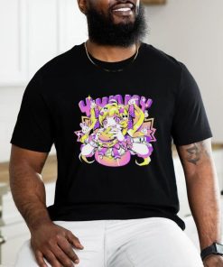 Anime girl eating a big juicy hamburger Yummy cartoon shirt