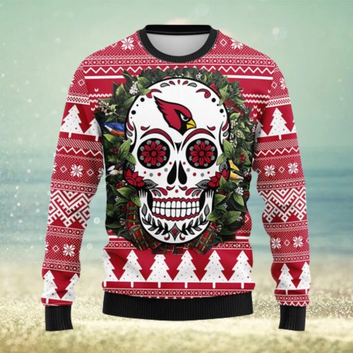 Arizona Cardinals Skull Flower Ugly Christmas Ugly Sweater