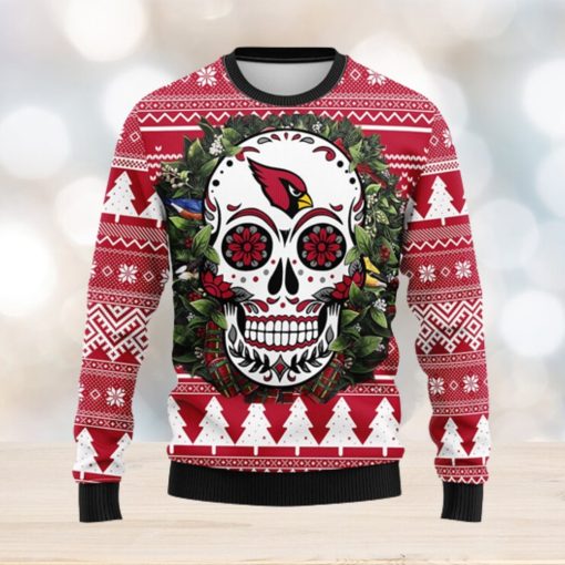 Arizona Cardinals Skull Flower Ugly Christmas Ugly Sweater