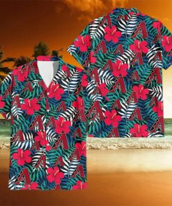 Arizona Diamondbacks Red Hibiscus Green Leaf Tropical Hawaiian Shirt