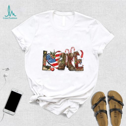Army Christmas Love Veteran Boots Merry Christmas T Shirt