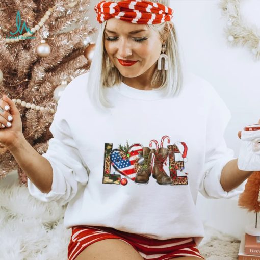 Army Christmas Love Veteran Boots Merry Christmas T Shirt