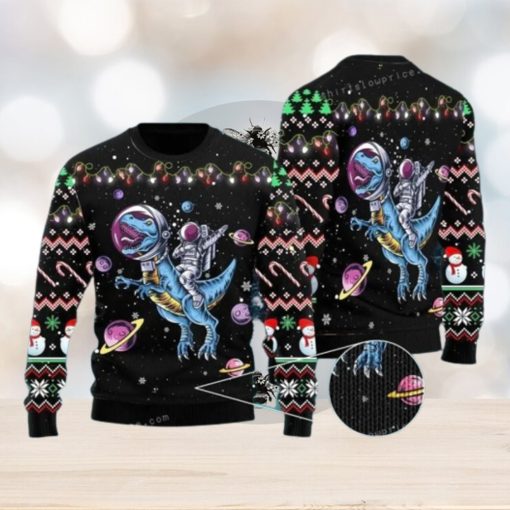 Astronauts Ride A T Rex In Space With The Planet Ugly Sweater Party