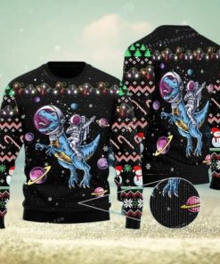 Astronauts Ride A T Rex In Space With The Planet Ugly Sweater Party