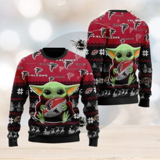 Atlanta Falcon Baby Yoda For American Football Fans Ugly Sweater Party