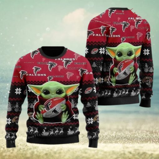 Atlanta Falcon Baby Yoda For American Football Fans Ugly Sweater Party