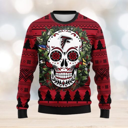 Atlanta Falcons Skull Flower Ugly Christmas Ugly Sweater