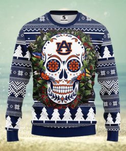 Auburn Tigers Skull Flower Ugly Christmas Ugly Sweater