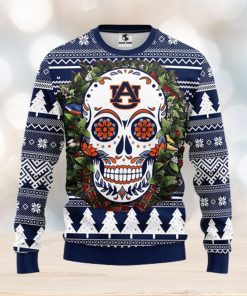 Auburn Tigers Skull Flower Ugly Christmas Ugly Sweater