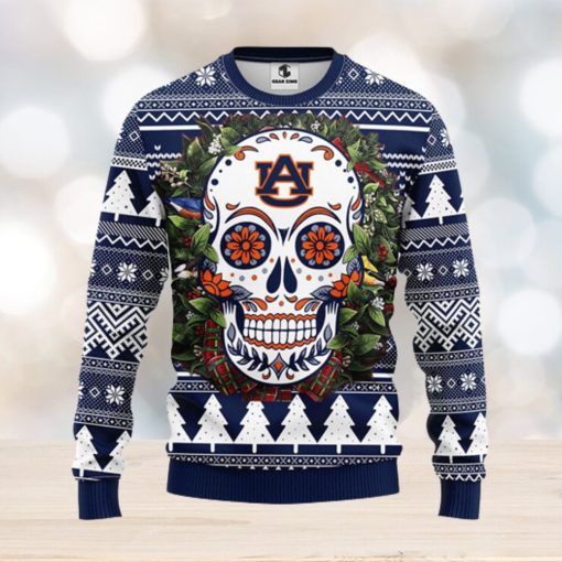 Auburn Tigers Skull Flower Ugly Christmas Ugly Sweater