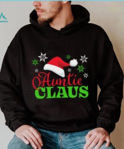 Auntie Claus with Christmas Santa Hat and Snowflakes T Shirt