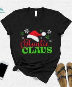 Auntie Claus with Christmas Santa Hat and Snowflakes T Shirt
