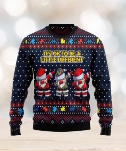 Autism Awareness Funny Santa Clauses It S Ok To Be A Little Different Christmas Ugly Sweater Party