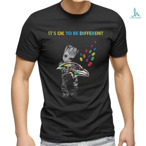 Baby Groot Hug Autism Baltimore Ravens It’s Ok To Be Different Shirt