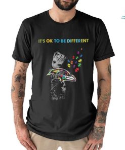 Baby Groot Hug Autism Baltimore Ravens It’s Ok To Be Different Shirt