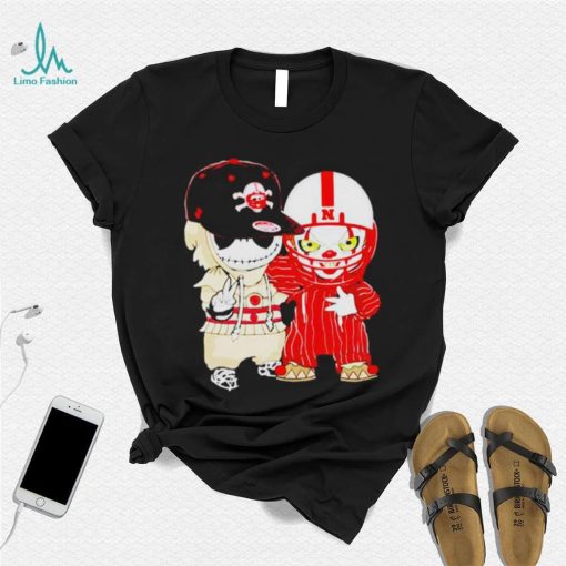 Baby Jack Skellington And Pennywise Nebraska Cornhuskers Halloween shirt