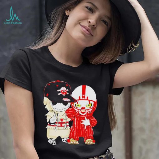 Baby Jack Skellington And Pennywise Nebraska Cornhuskers Halloween shirt