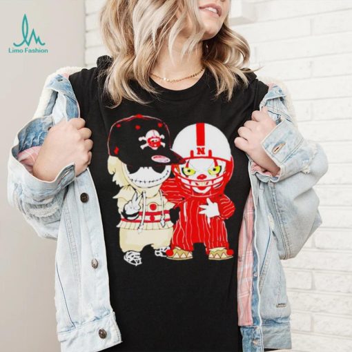 Baby Jack Skellington And Pennywise Nebraska Cornhuskers Halloween shirt
