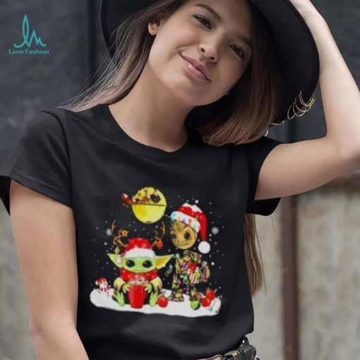 Baby Yoda And Groot Santa Christmas Shirt, Disney Star Wars Christmas Shirt