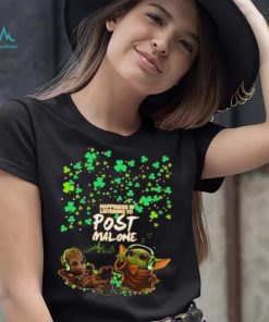 Baby Yoda Baby Groot happiness is listening to post Malone St Patrick day t shirt