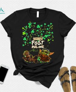 Baby Yoda Baby Groot happiness is listening to post Malone St Patrick day t shirt