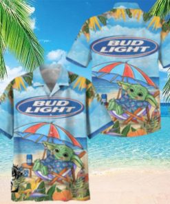 Baby Yoda Sitting On The Beach Bud Light Hawaiian Shirt Aloha Shirt Bud Light Beer