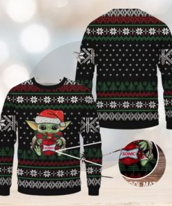 Baby Yoda Sonic Drive In Merry Christmas Ugly Sweater