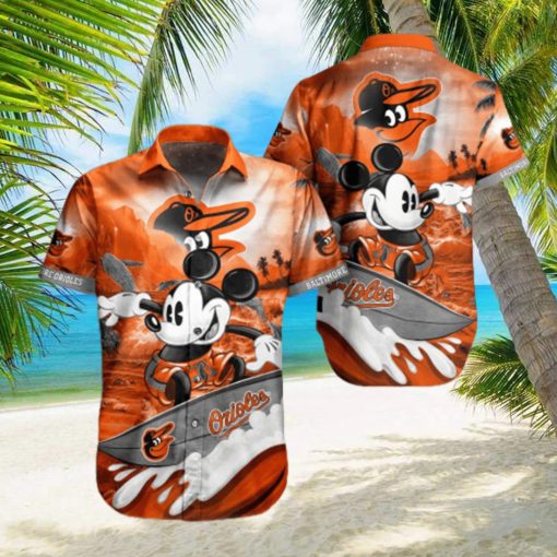 Baltimore Orioles Mickey Surfing Lover Hawaiian Shirt