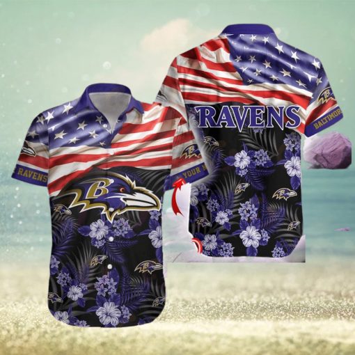 Baltimore Ravens Custom Name NFL Hawaiian Shirt And Shorts Gift For Men And Women Fans