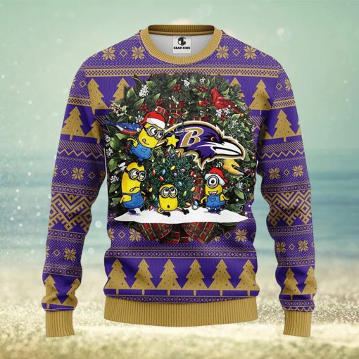 Baltimore Ravens Minion Christmas Ugly Sweater