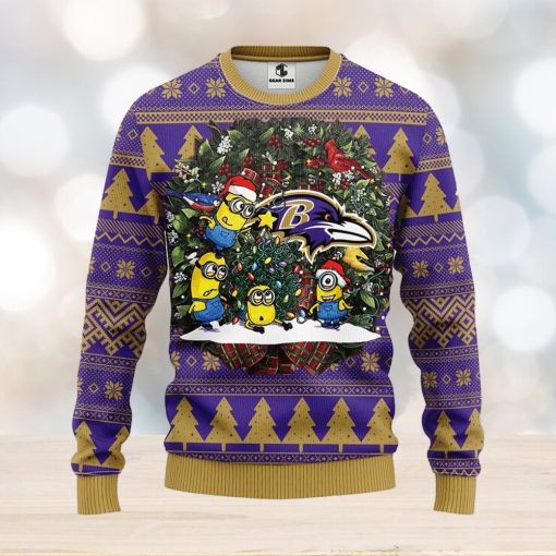 Baltimore Ravens Minion Christmas Ugly Sweater