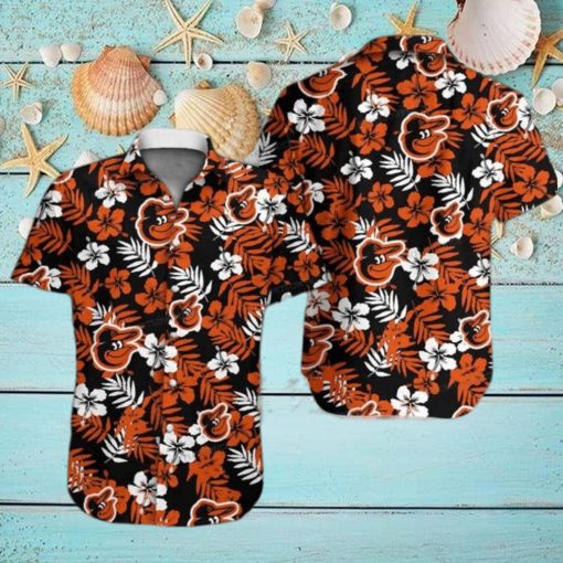 Baseball Baltimore Orioles Floral Tropicial Flowers Hawaiian Shirt