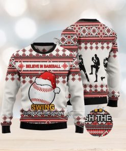 Baseball Santa Hat Ugly Christmas Sweater Gift Men Women