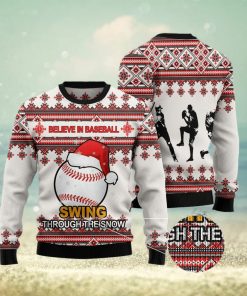 Baseball Santa Hat Ugly Christmas Sweater Gift Men Women