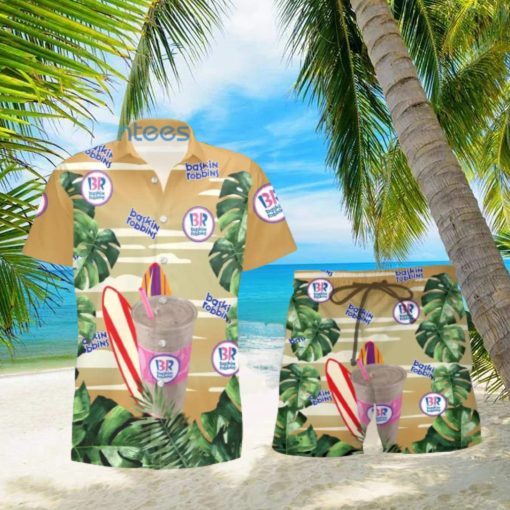 Baskin Robbins Surfboard Lover Tropical Leaf Hawaiian Shirt And Shorts Men And Women Summer Gift