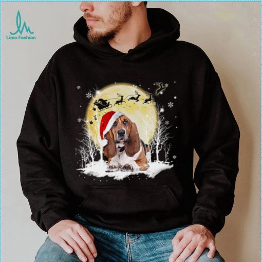 Basset Hound And Christmas Hat Santas reindeer car Christmas Day Gift Merry Christmas Shirt