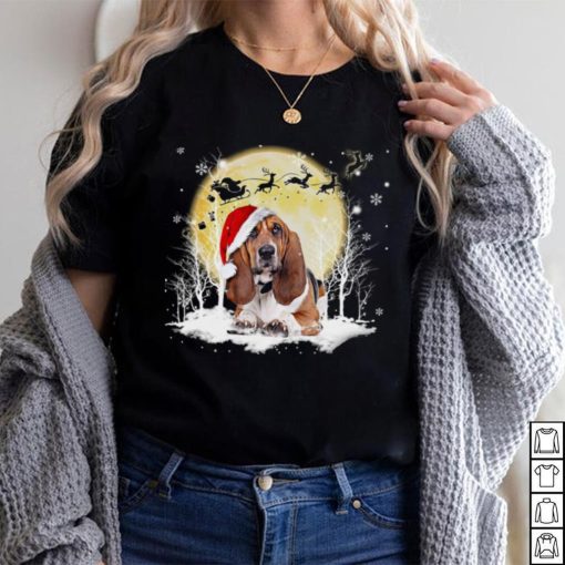 Basset Hound And Christmas Hat Santas reindeer car Christmas Day Gift Merry Christmas Shirt