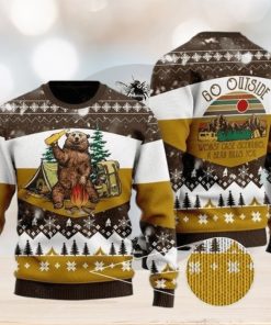 Bear Beer Ugly Christmas Sweater Campfire Yellow Wool Xmas