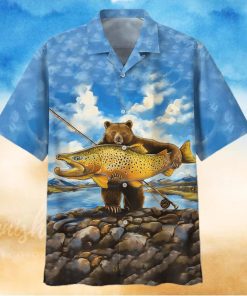 Bear Goes Fishing In The Sea Hawaiian Aloha Shirts