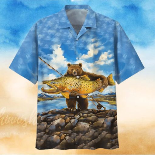 Bear Goes Fishing In The Sea Hawaiian Aloha Shirts