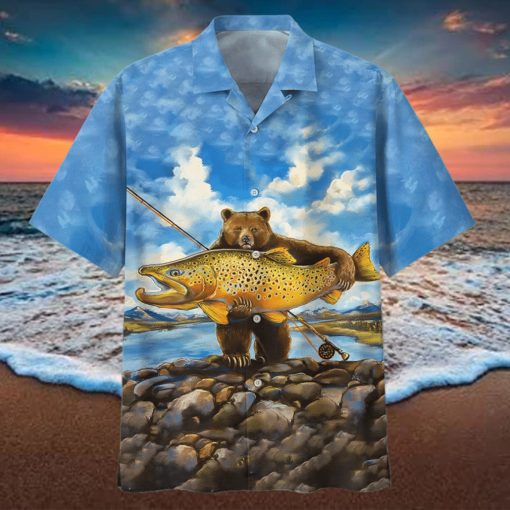 Bear Goes Fishing In The Sea Hawaiian Aloha Shirts