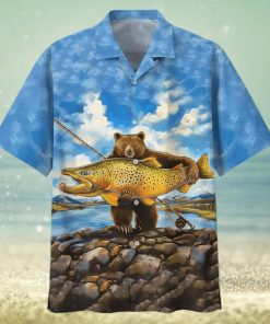 Bear Goes Fishing In The Sea Hawaiian Aloha Shirts