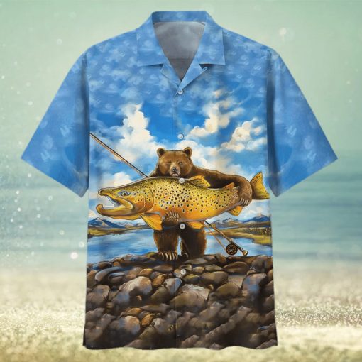 Bear Goes Fishing In The Sea Hawaiian Aloha Shirts