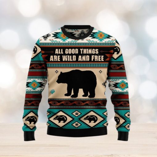 Bear Wild And Free Ugly Christmas Sweater Gift Men Women