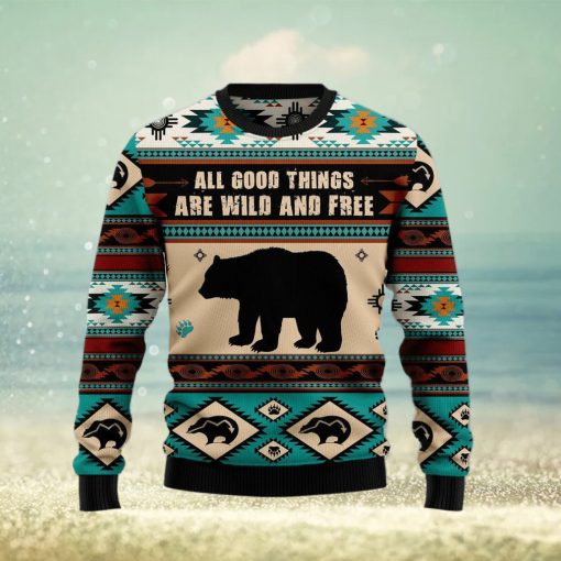 Bear Wild And Free Ugly Christmas Sweater Gift Men Women