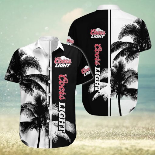 Beer Coors Light Hawaiian Shirt Aloha Shirt Black And White