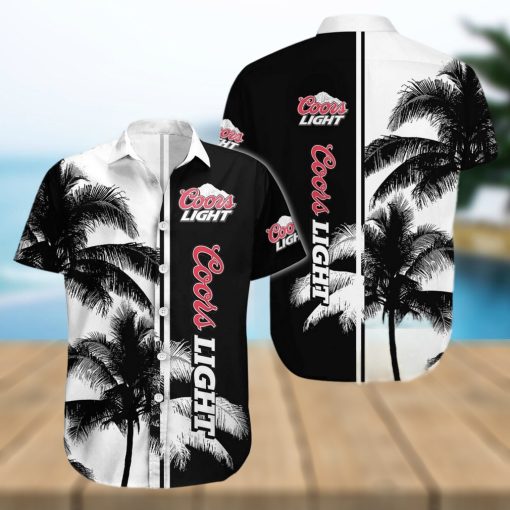 Beer Coors Light Hawaiian Shirt Aloha Shirt Black And White