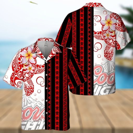 Beer Coors Light Hawaiian Shirt Aloha Shirt Polynesian Blend Ocean Turtle Beach Lovers Gift