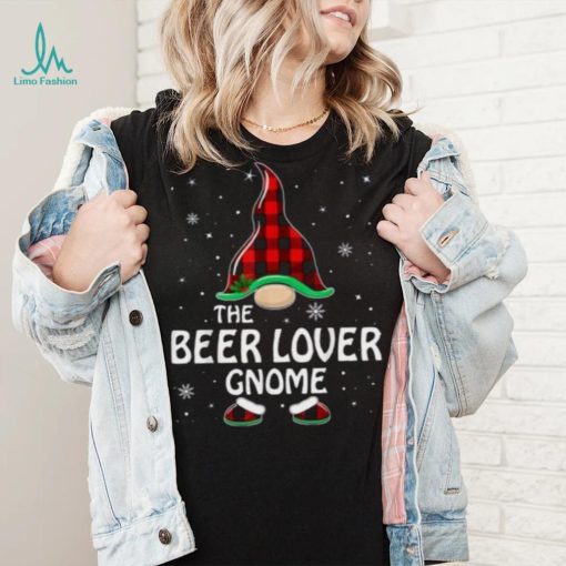 Beer Lover Gnome Buffalo Plaid Matching Family Christmas Shirt