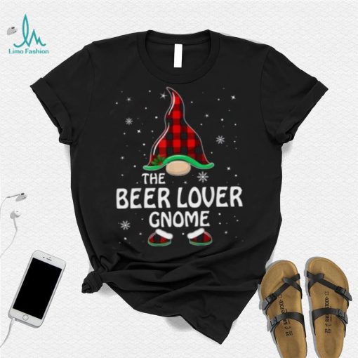 Beer Lover Gnome Buffalo Plaid Matching Family Christmas Shirt